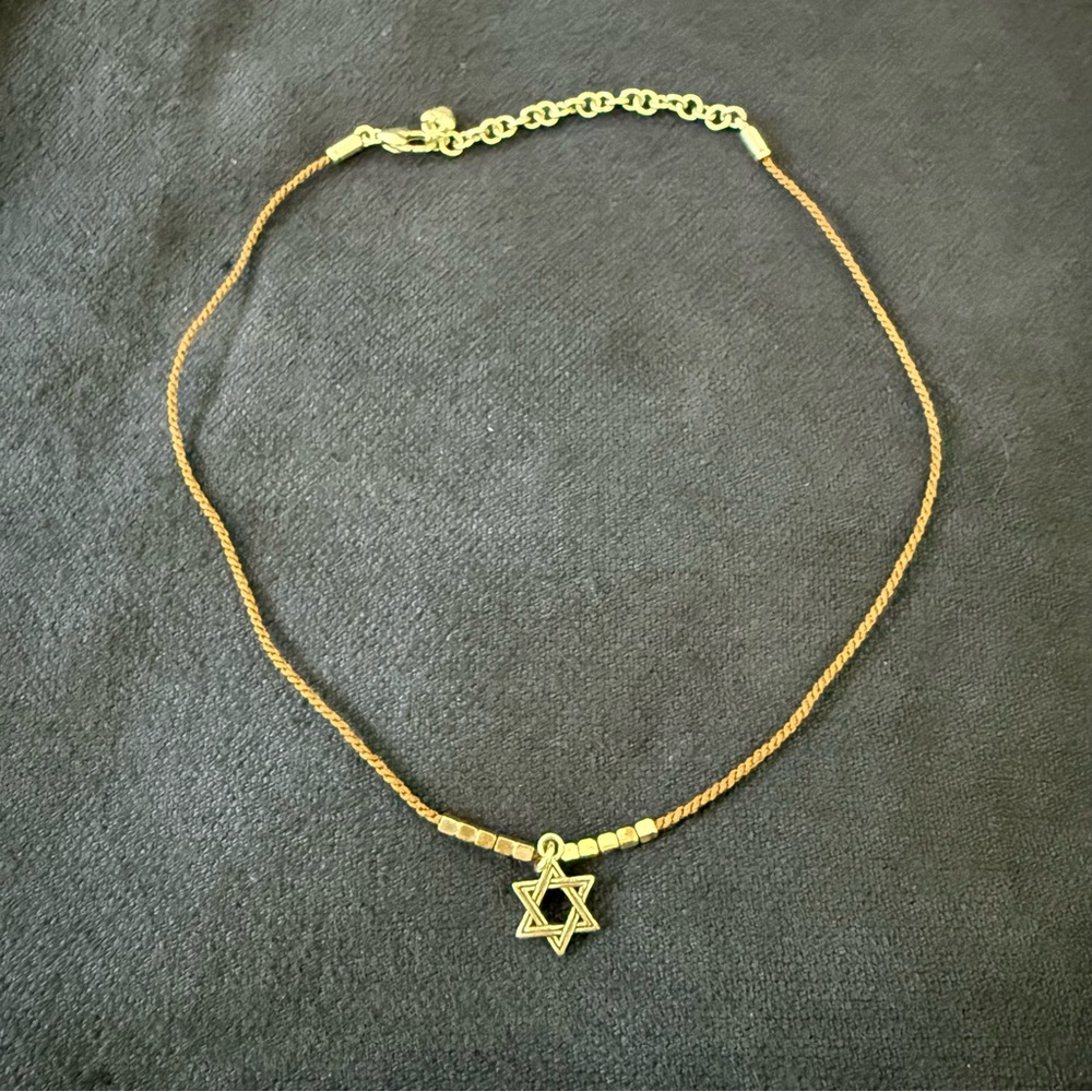 Brighton Unity Star of David Petite Brown Corded Pendant Necklace Silver